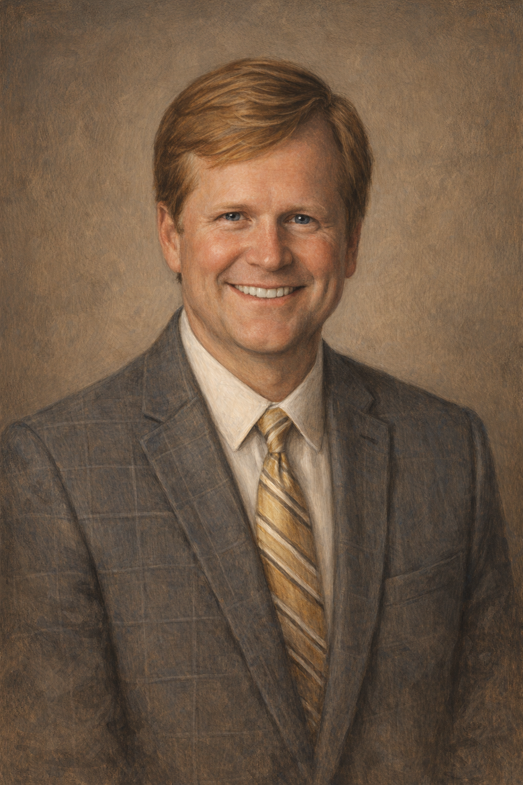 Painted editorial portrait of G. Kirk Domescik