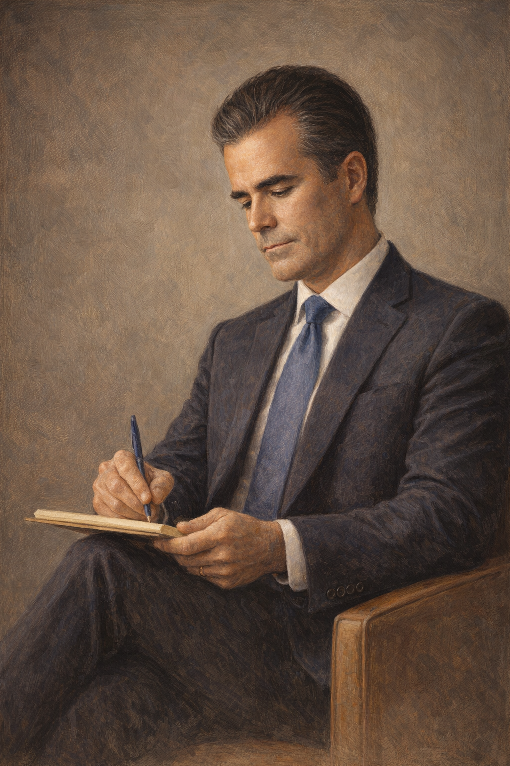 Painted editorial portrait of Matt Casey