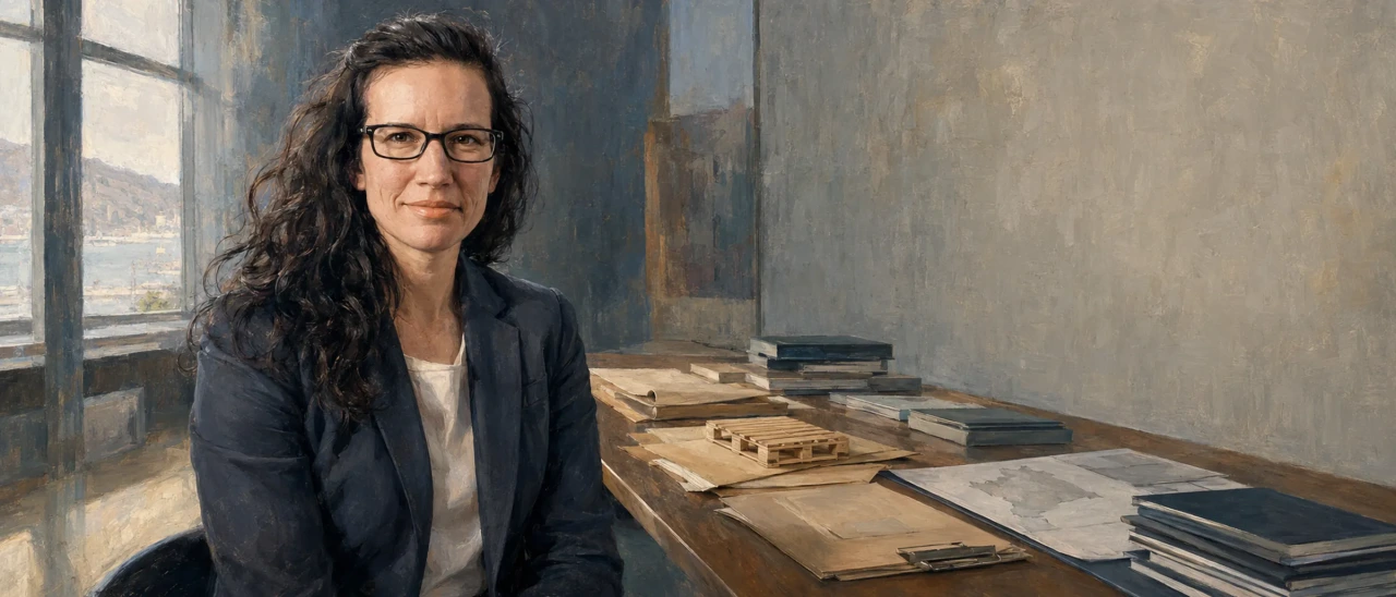 Jennifer D. Bennett in formal court-ready attire, painted editorial portrait