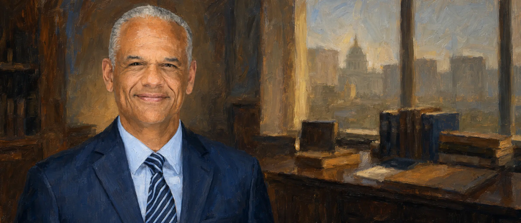 Portrait of Jordan A. Thomas, Auremont-style oil painting