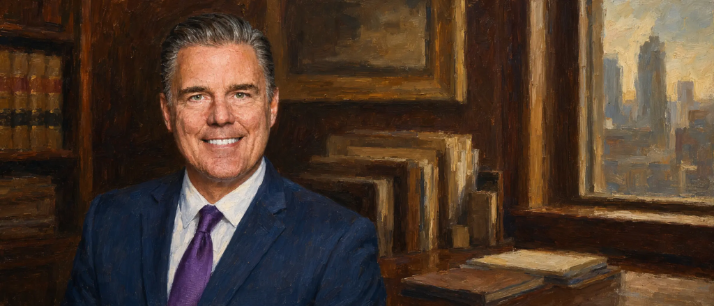 Portrait of Patrick J. Collins, Auremont-style oil painting